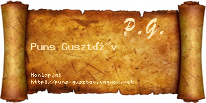 Puns Gusztáv névjegykártya